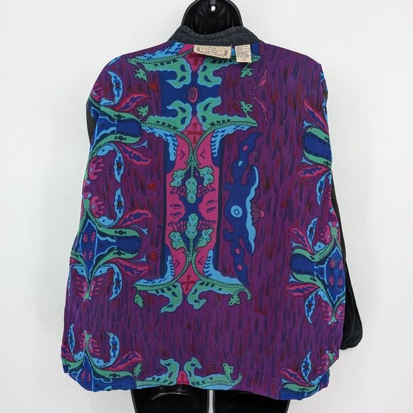 Embroidered Blazer Jacket Women Size 1X Open Front Boho Geometric Patchwork Art - Picture 13 of 16